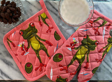 Load image into Gallery viewer, Martini Frogs Potholder Set *Sale XL Size