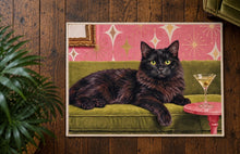 Load image into Gallery viewer, Swanky Black Cat Faux Cashmere Accent Rug (preorder *late October delivery)