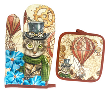 Load image into Gallery viewer, Steampunk Kitten Potholder Set