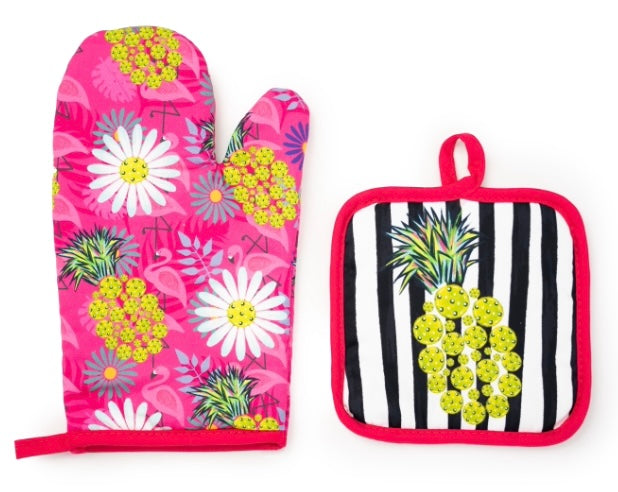 Pineapples & Pickle Balls Potholder Set