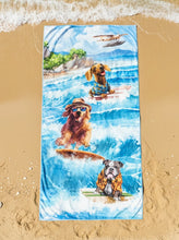 Load image into Gallery viewer, Surfing Dogs Backpack Towel (1 pocket)