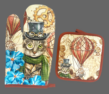 Load image into Gallery viewer, Steampunk Kitten Potholder Set