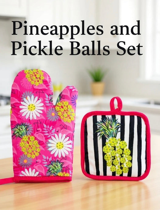 Pineapples & Pickle Balls Potholder Set