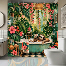 Load image into Gallery viewer, Bath Time Sloth Shower Curtain &amp; Accent Rug Set (preorder for late Nov. delivery)