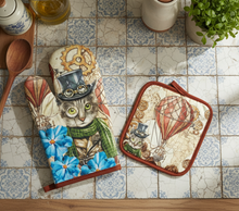Load image into Gallery viewer, Steampunk Kitten Potholder Set