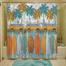 Load image into Gallery viewer, Shower Curtain and Rug Set Surf City (backordered until late Sept)