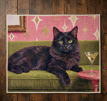 Load image into Gallery viewer, Swanky Black Cat Faux Cashmere Accent Rug (preorder *late October delivery)