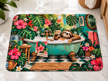 Load image into Gallery viewer, Bath Time Sloth Shower Curtain &amp; Accent Rug Set (preorder for late Nov. delivery)